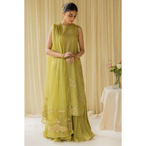 Punjabi Pakistani Gorgeous Green Outfit: Three-Piece Set!